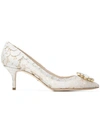 Dolce & Gabbana Bellucci Embellished Lace Pumps In White
