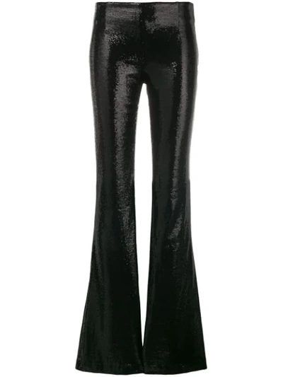 Galvan Flared-leg Stretch-sequin Galaxy Trousers In Black