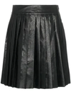 WE11 DONE HIGH WAISTED PLEATED FAUX LEATHER MINI SKIRT