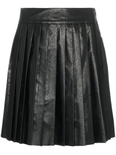 We11 Done We11done High Waisted Pleated Faux Leather Mini Skirt In Black