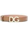 DOLCE & GABBANA DOLCE & GABBANA LOGO BUCKLE BELT - BROWN