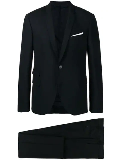 Neil Barrett Navy Slim Travel Suit In Black