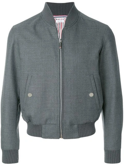 Thom Browne Center-back Stripe Blouson Jacket In Grey