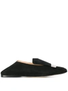 Sergio Rossi Square Toe Slippers In Black