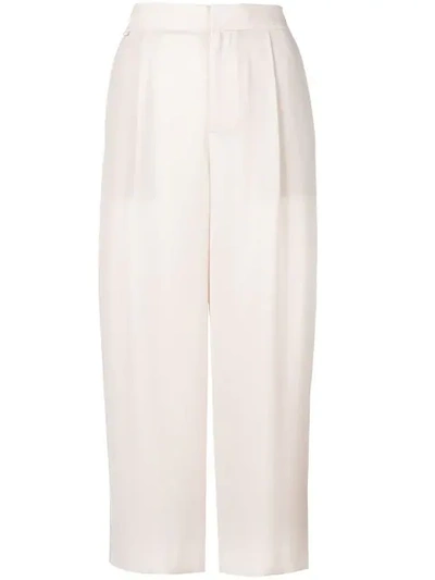 Vince High Waisted Cropped Trousers In Neutrals