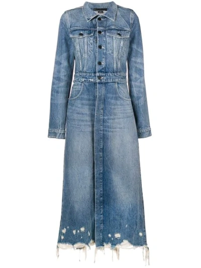 Alexander Wang Fitted Trench Coat In Vintage Light Indigo