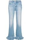 M.i.h. Jeans Ruffle Trim Flared Leg Jeans In Blue