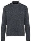 Prada Crewneck Cashmere Knit Sweater In Grey