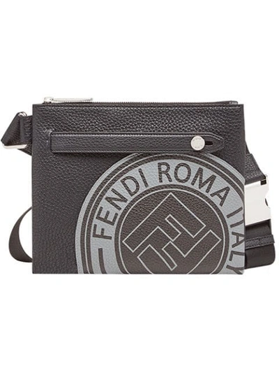 Fendi Logo Print Messenger Bag In Black