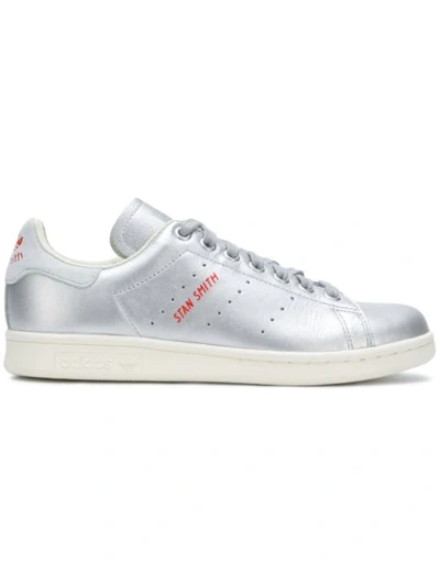 Adidas Originals Stan Smith Metallic Leather Trainers In Grey