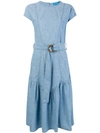 M.I.H. JEANS MIH JEANS BELTED RUFFLE SKIRT DRESS - BLUE