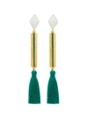 MARTE FRISNES MARTE FRISNES GOLD METALLIC AND GREEN IZZY STERLING SILVER TASSEL DROP EARRINGS