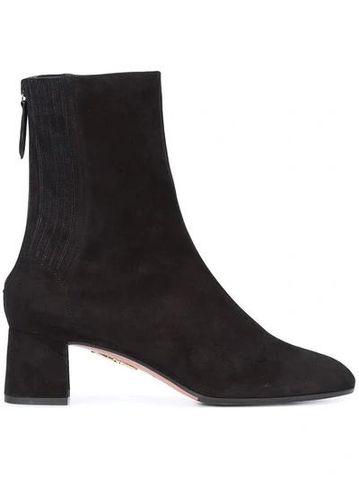 Aquazzura Saint Honoré 50 Suede Sock Boots In Black