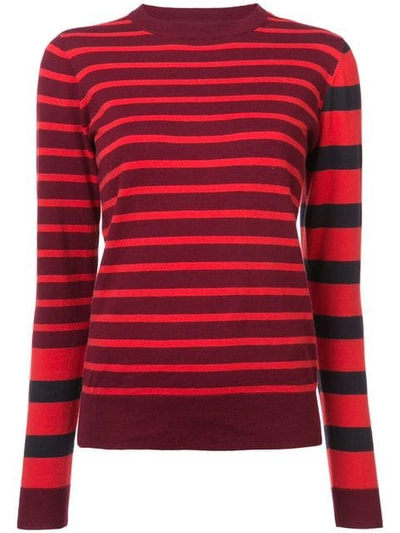 Derek Lam 10 Crosby Woman Striped Cotton And Cashmere-blend Sweater Crimson In Red Multi