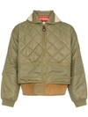 032C 032C COSMO SHEARLING COLLAR QUILTED BOMBER JACKET - GREEN