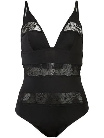 Fleur Du Mal Chateau Lace Bodysuit In Black