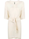 RAQUEL ALLEGRA U-NECK BELTED DRESS