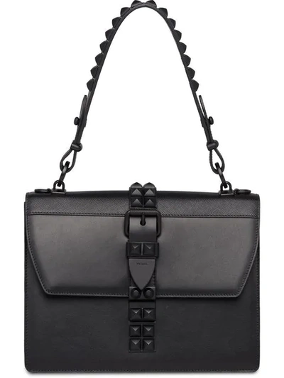 Prada Elektra Top Handle Front-flap Bag W/ Removable Crossbody Strap In Black