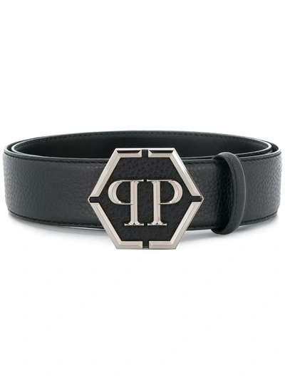 Philipp Plein Logo Buckle Belt In Black