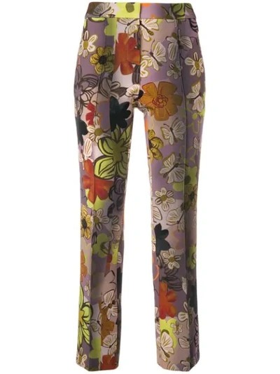 Luisa Cerano Floral Print Cropped Trousers - Pink