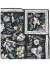 FERRAGAMO SALVATORE FERRAGAMO GANCINI AND FLOWERS PRINT SCARF - BLACK