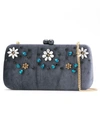 SERPUI SERPUI EMBELLISHED VELVET CLUTCH - GREY