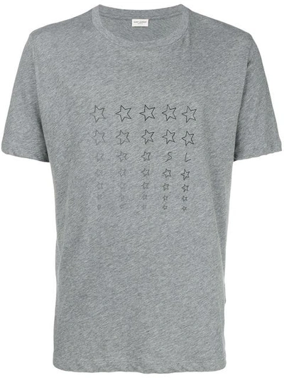 Saint Laurent Men's Stars Graphic T-shirt In Grey