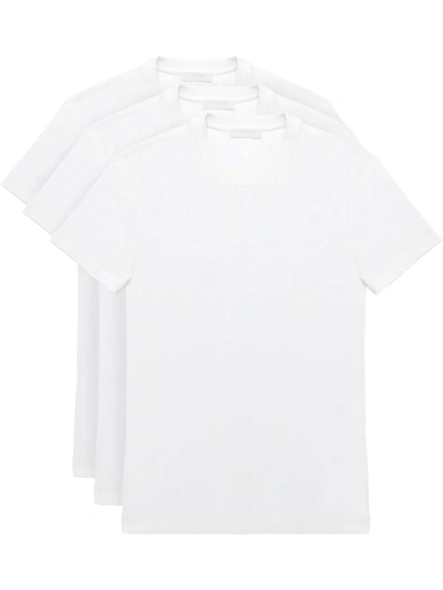 Prada Three Pack Jersey T-shirts In White
