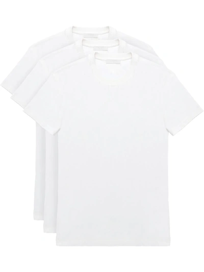 Prada Three Pack Cotton Jersey T-shirts In White