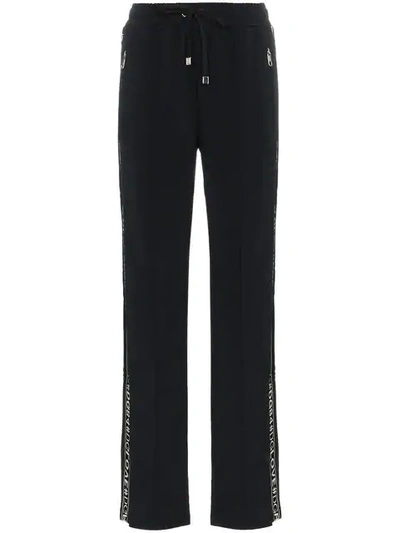 Dolce & Gabbana Drawstring-waist Wide-leg Cotton Pants W/ Logo Band In Black