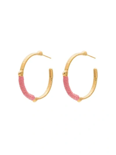 Marte Frisnes Gold Metallic And Pink Dido Sterling Silver Hoop Earrings