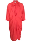 REALITY STUDIO REALITY STUDIO RUCHED DETAIL SHIRT DRESS - RED