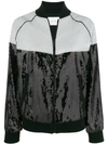 Alberta Ferretti Sequin Bomber Jacket In Black