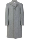 Thom Browne Classic Single-breasted Melton Wool Overcoat In Grey