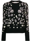 KENZO KENZO FLORAL FITTED SWEATER - BLACK