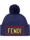 FENDI logo贴花羊毛套头帽