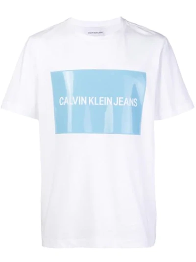 Calvin Klein Jeans Est.1978 White Logo-print Cotton T-shirt In Bright White