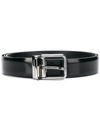 Dolce & Gabbana Leather Belt Adjustable Silver Hardware In Black