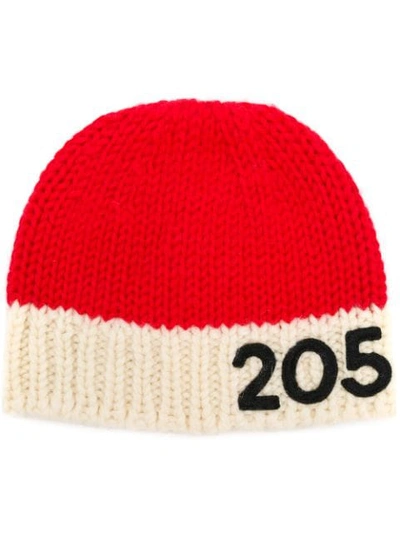 Calvin Klein 205w39nyc Contrast Logo Beanie Hat In Red