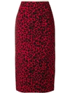 N°21 Nº21 豹纹印花铅笔裙 - 红色