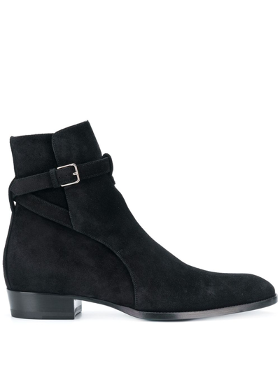 Saint Laurent Black Suede Wyatt Jodhpur Boots