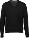 Prada Midnight Blue Wool Blend Sweater In Black