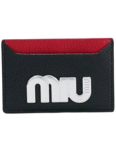Miu Miu Logo Patch Cardholder In Black