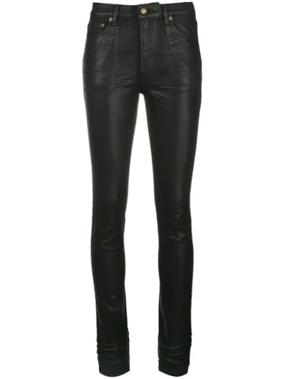 Saint Laurent Leather-look Skinny Jeans In Nero