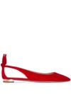 Aquazzura Bow Tie Suede Ballet Flats In Cat Red