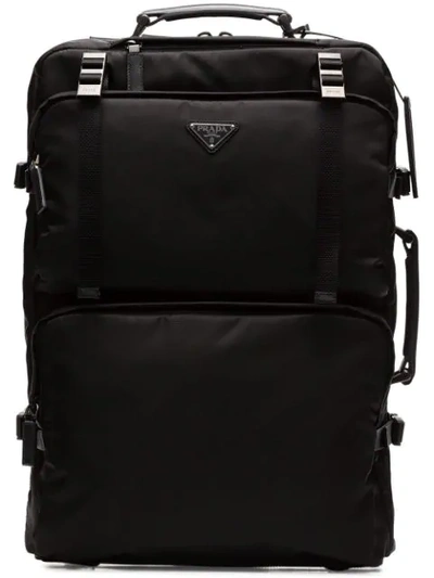 Prada Logo Plaque Cabin Trolley In Black