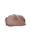 Gucci Gg Marmont Small Leather Shoulder Bag In Pink