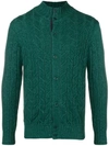 DORIANI CASHMERE DORIANI CASHMERE CABLE-KNIT FITTED CARDIGAN - GREEN