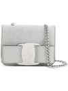 FERRAGAMO SALVATORE FERRAGAMO VARA GLITTERED SHOULDER BAG - METALLIC