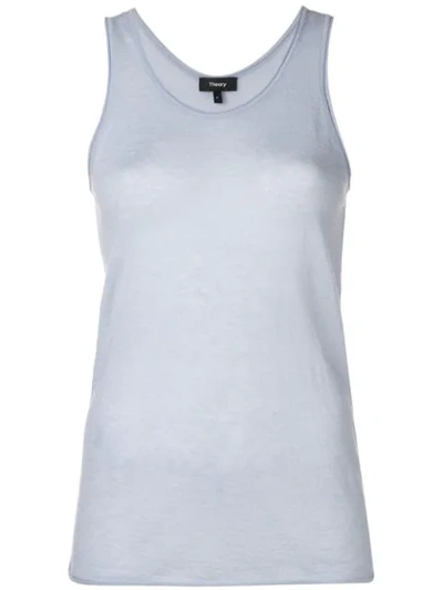 Theory Scoop-neck Sleeveless Cashmere Tank Top In Bluebell